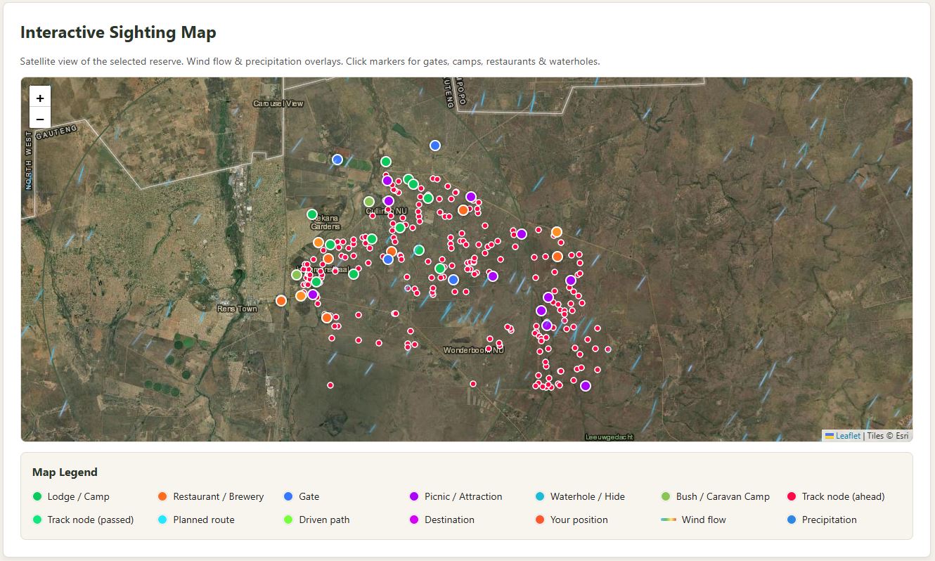 Live Sightings Map Interface